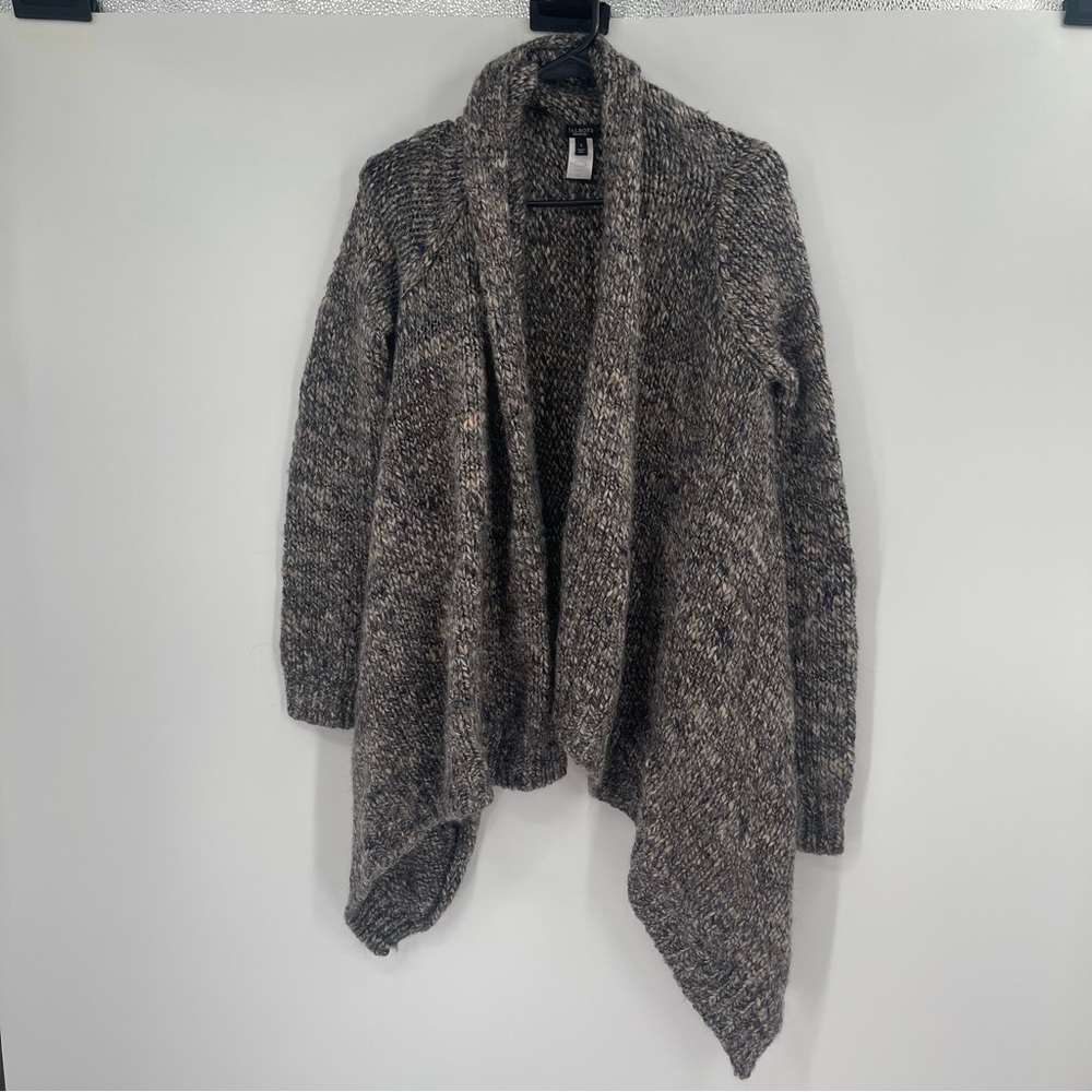 Talbots Wool Alpaca Blend Open Front Waterfall Cardigan Sweater